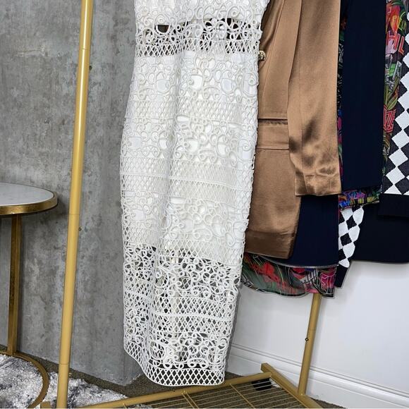 Express Rare Ivory Crocheted Lace Midi Dress - Picture 6 of 15